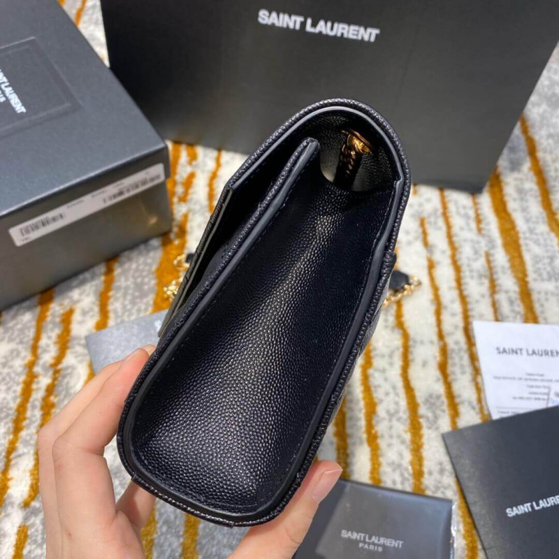Replica Saint Laurent Grain Leather Envelope Small Bag 526286 Black