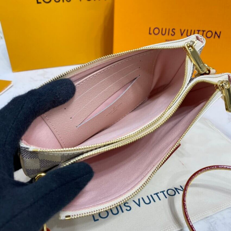 Replica Louis Vuitton Damier Azur Double Zip Pochette N60460