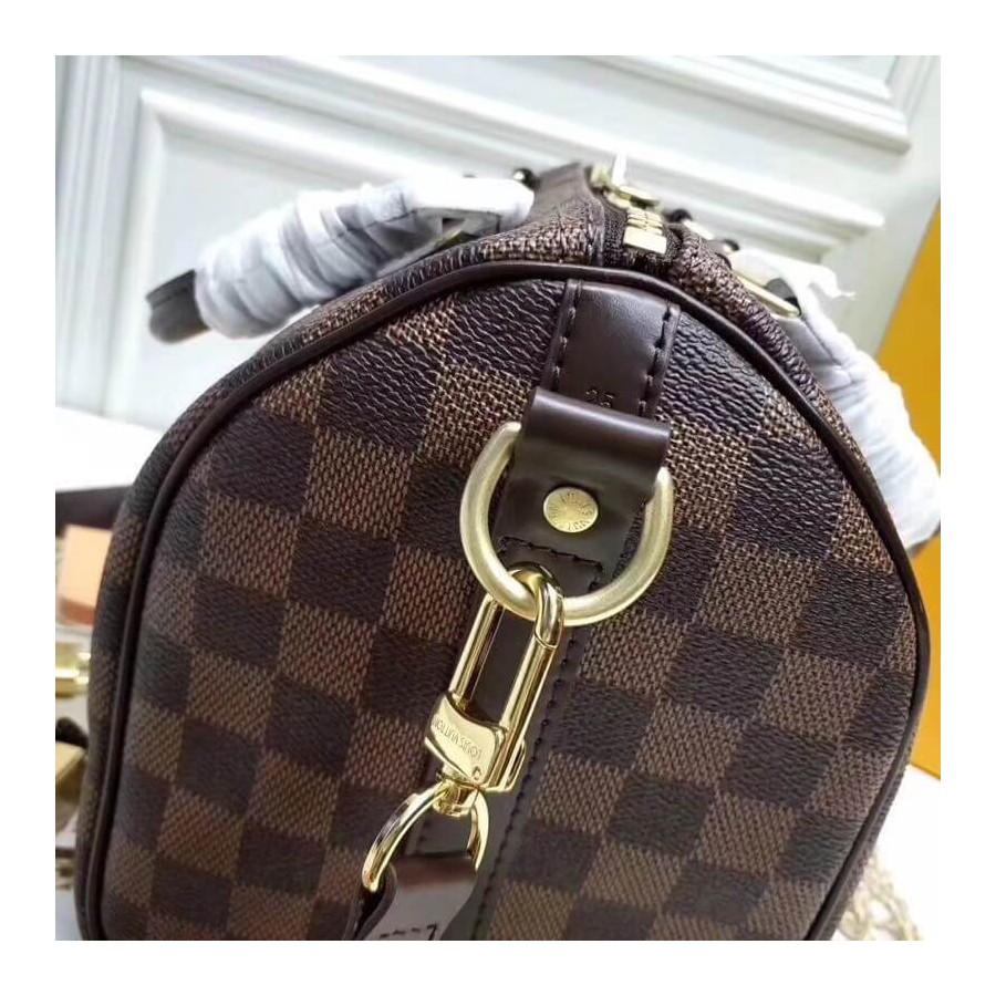 Replica Louis Vuitton Damier Ebene Canvas Speedy Bandouliere 25 N41368