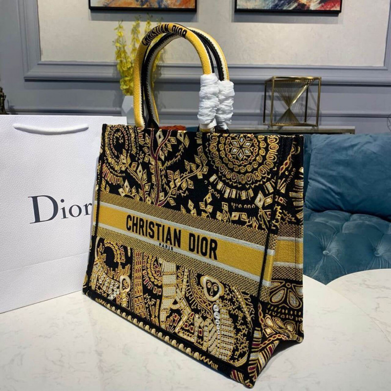 Replica Christian Dior Animals Monkey Embroidered Book Tote M1286 Brown