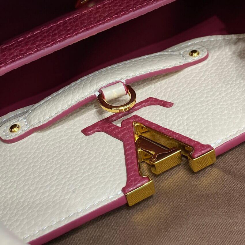 Replica Louis Vuitton Capucines Bb M59061 Eggshell/Lie De Vin Red