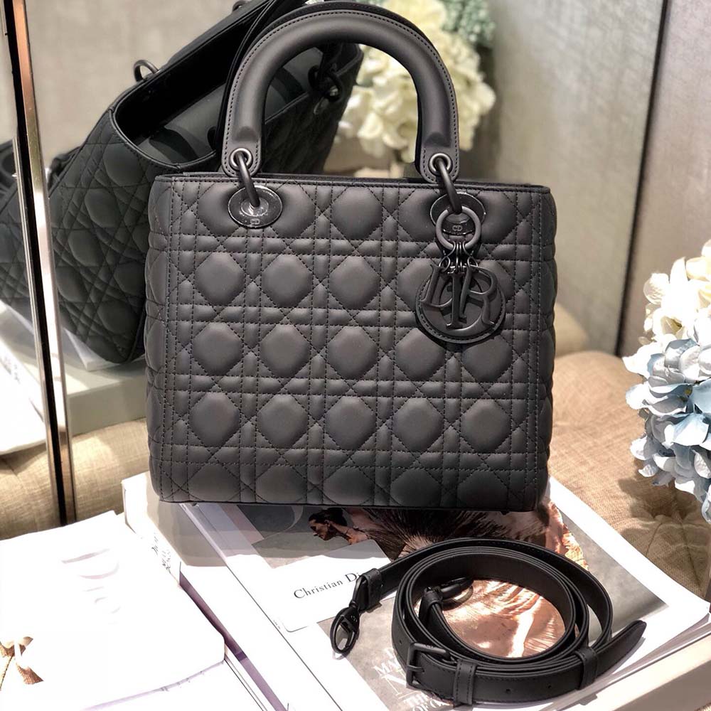 Replica Dior Aaa-Medium Lady Dr Bag Black/Pink/Grey