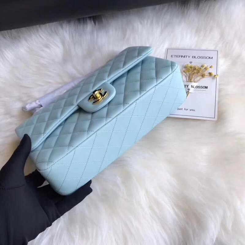 Replica Chanel 1112 Tiffany Blue Medium Size 2.55 Lambskin Leather Flap Bag