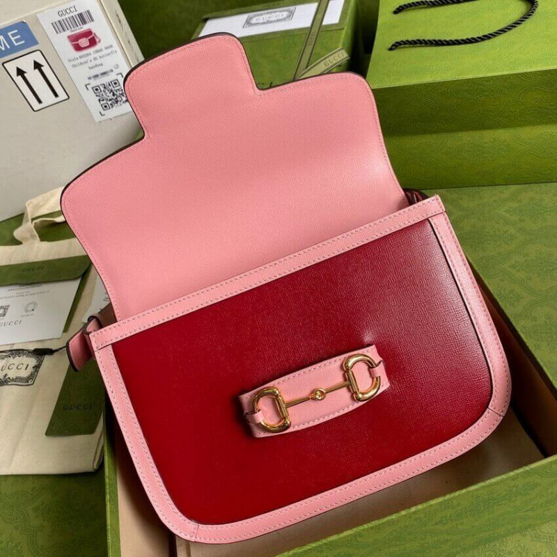 Replica Gucci Horsebit 1955 Small Shoulder Bag 602204 Red And Pink Leather