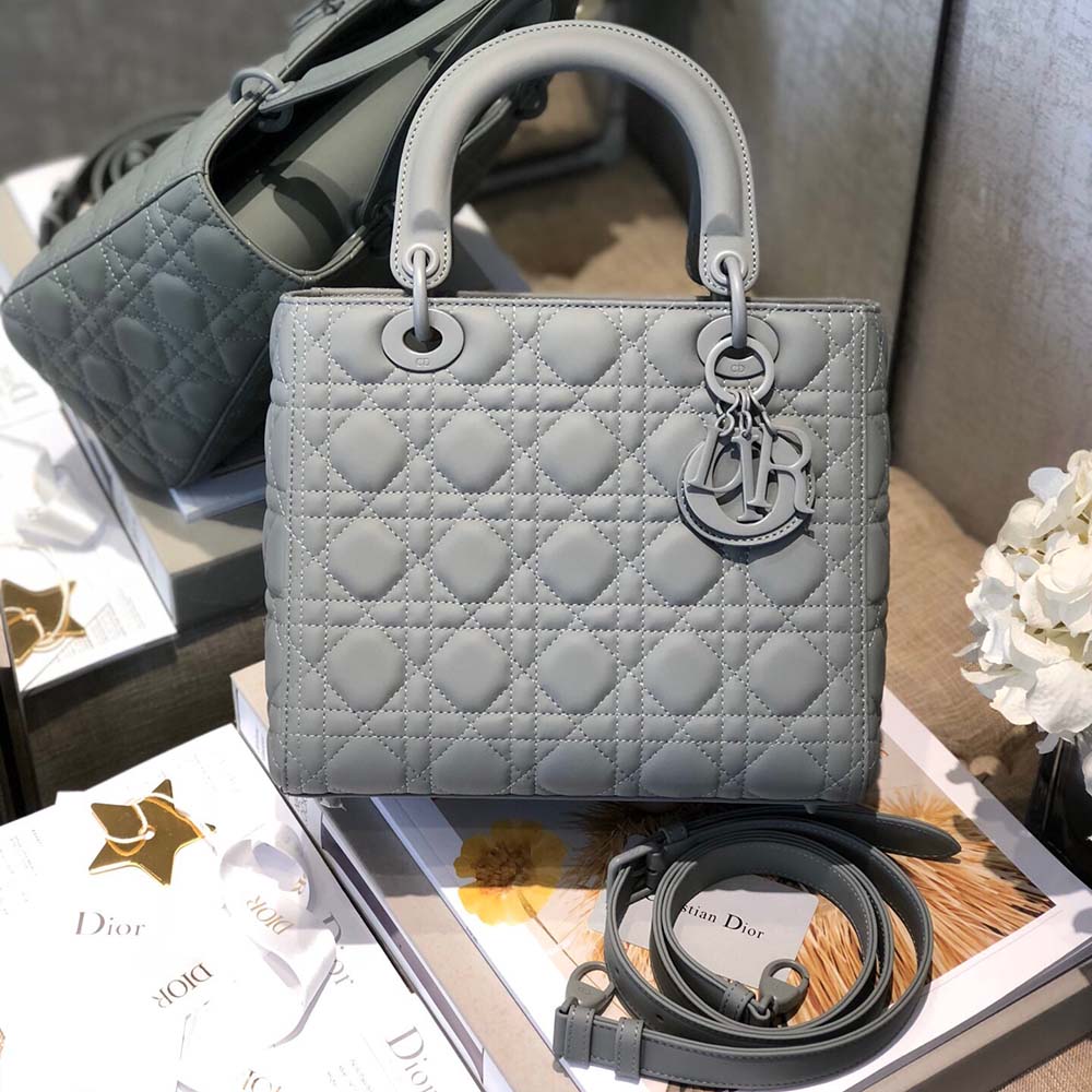 Replica Dior Aaa-Medium Lady Dr Bag Black/Pink/Grey