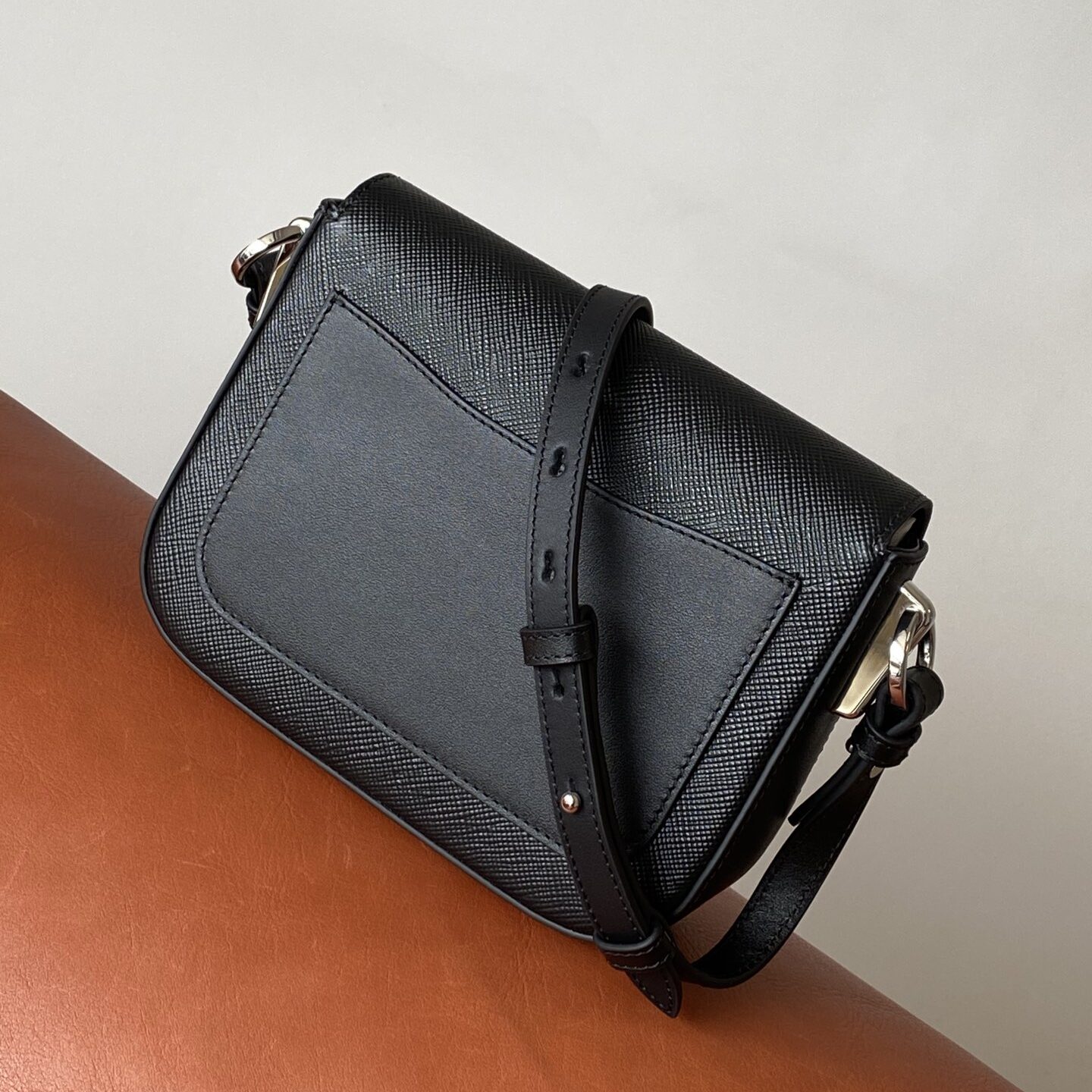 Replica Prada Saffiano Leather Identity Shoulder Bag