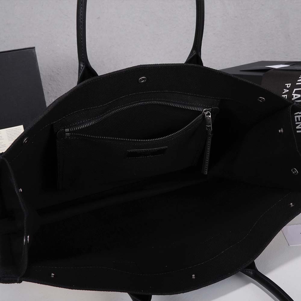 Replica Ysl Rive Gauche Tote Bag In Linen And Leather 2149