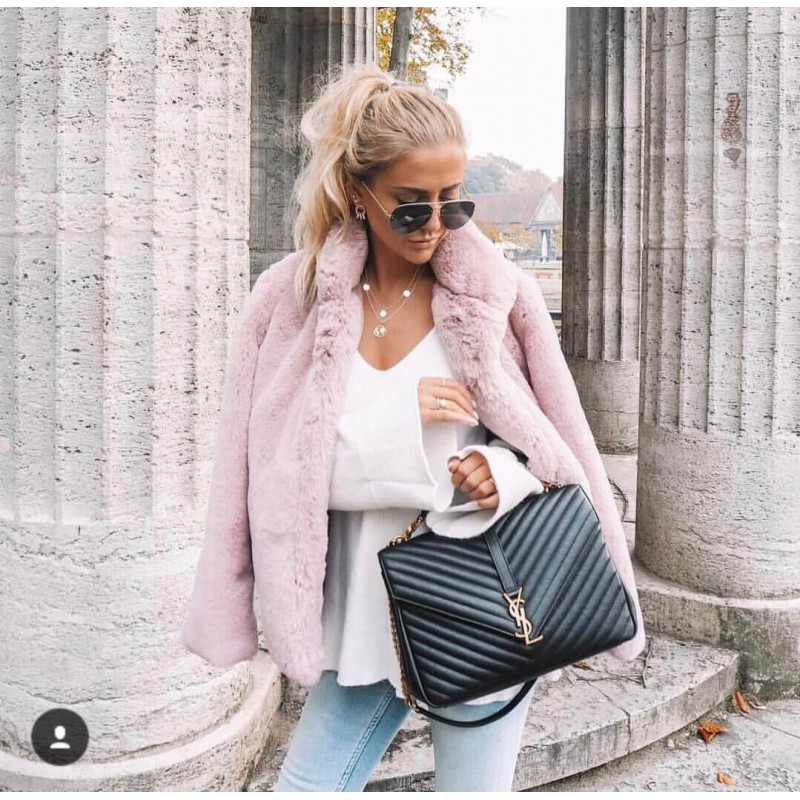 Replica Ysl Saint Laurent Sheepskin Matelasse Chevron Monogram Large College Satchel 392738 Black