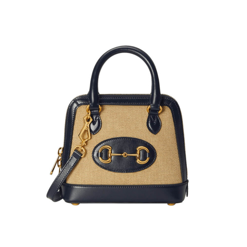 Replica Gucci Horsebit 1955 Mini Top Handle Bag 640716 In Beige Canvas