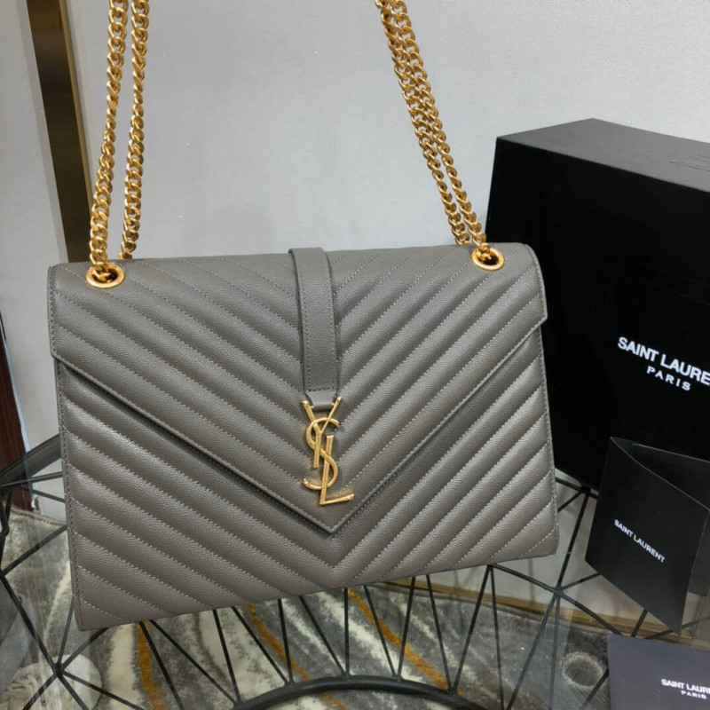 Replica Saint Laurent Grain Leather Large Envelope Chain Bag 396910