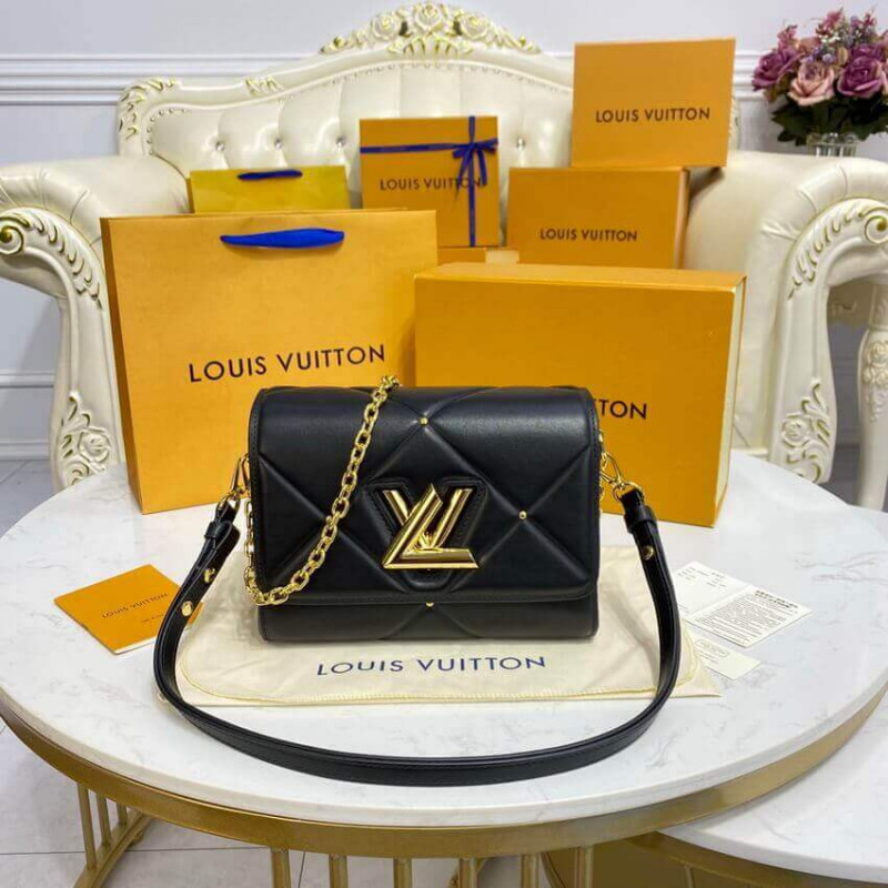 Replica Louis Vuitton Sheepskin Leather Twist Mm M59029 Black