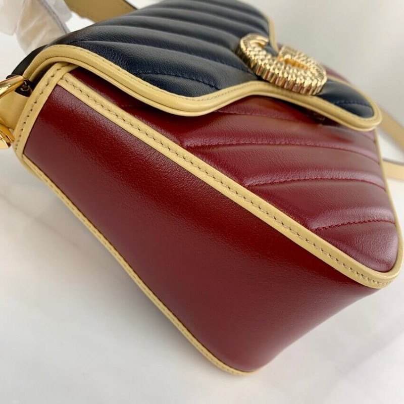 Replica Gucci Gg Marmont Mini Bag 583571 Blue And Red Leather