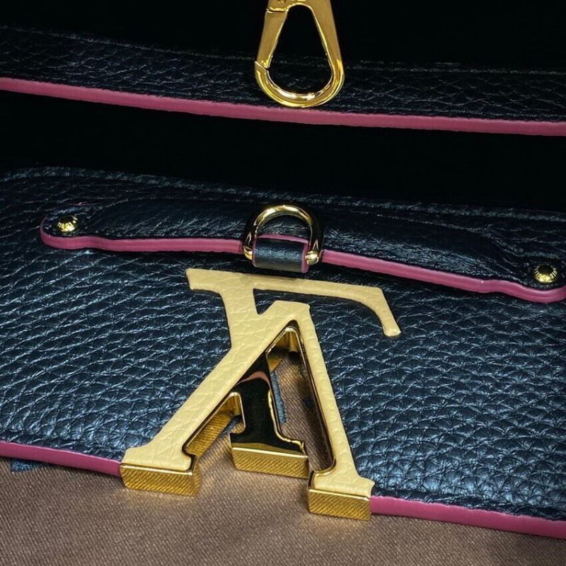 Replica Louis Vuitton Capucines Mm M58608 Black/Arizona Beige