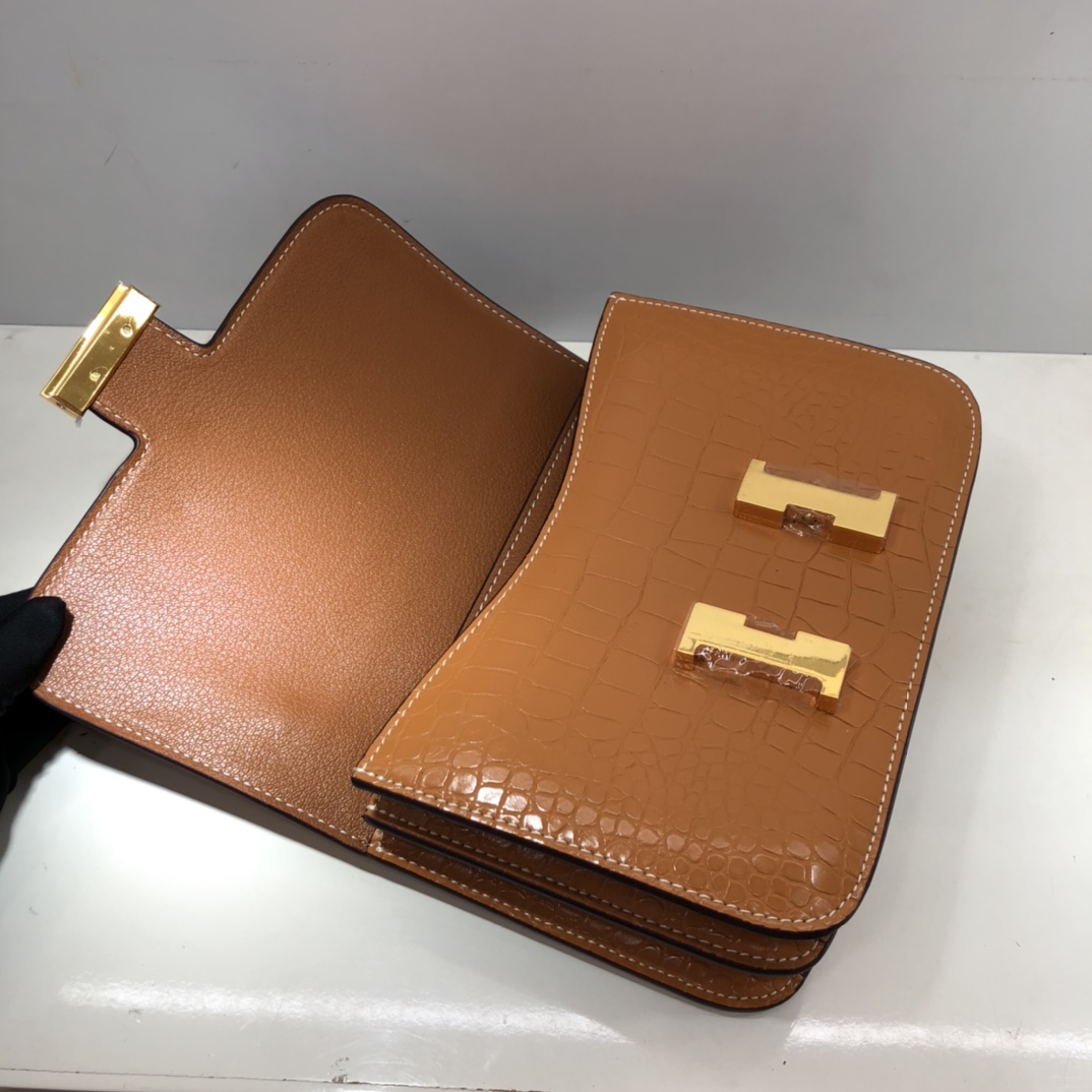 Replica Hermes Constance Crocodile Leather Pattern Cross Body Bag