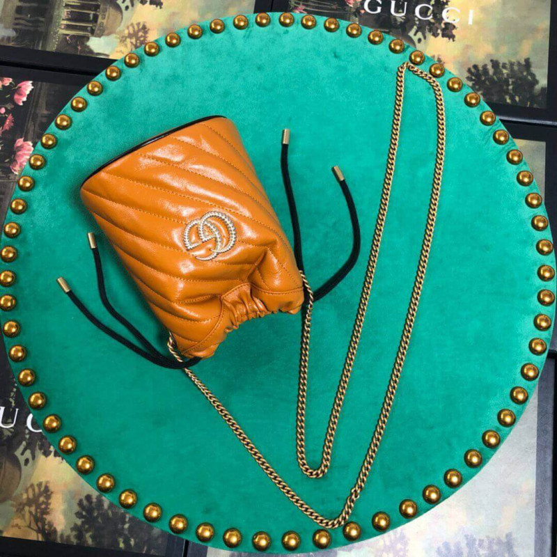Replica Gucci Gg Marmont Mini Bucket Bag 575163 Cognac