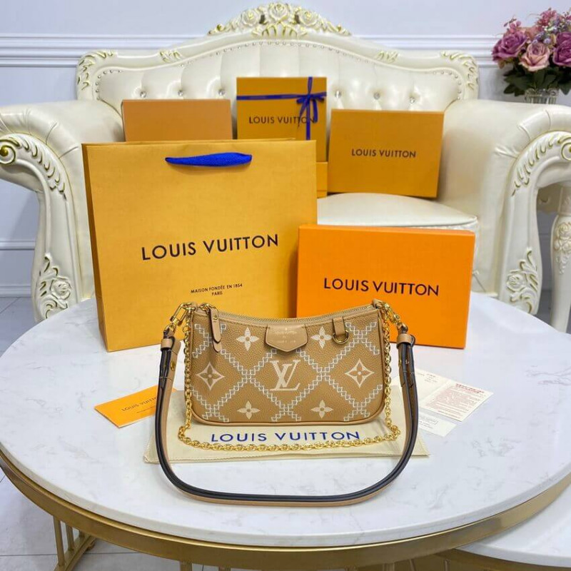 Replica Louis Vuitton Monogram Empreinte Easy Pouch On Strap M81137 Arizona Beige