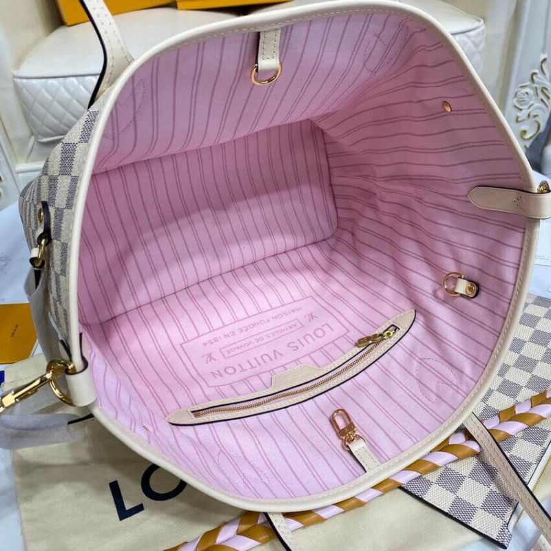 Replica Louis Vuitton Damier Azur Neverfull Mm N45295 Pink