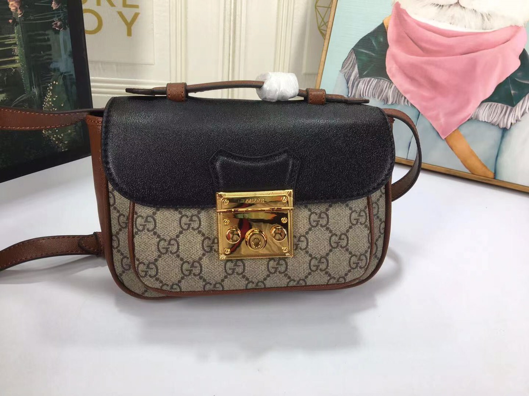 Replica Gucci Padlock Mini Bag Black/White