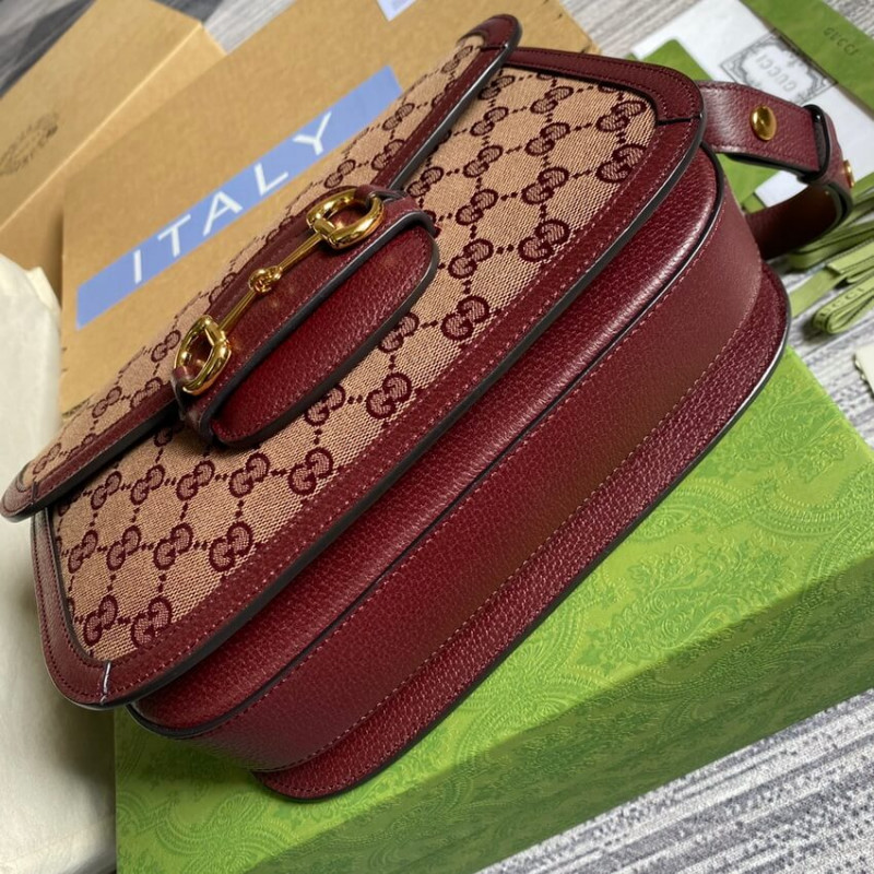Replica Gucci Horsebit 1955 Small Bag 602204 In Burgundy Gg Canvas