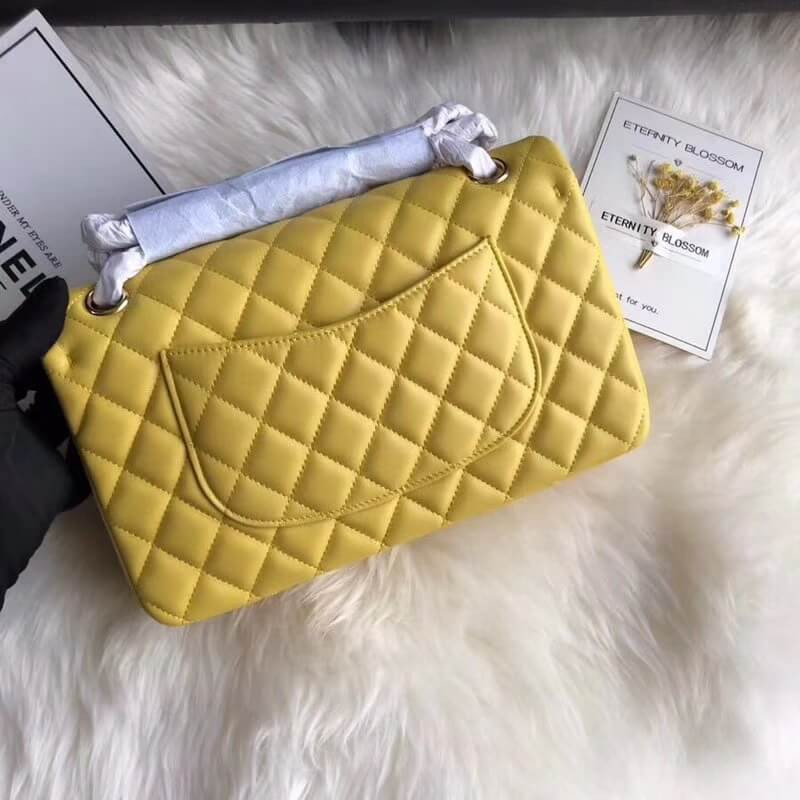 Replica Chanel 1112 Yellow Medium Size 2.55 Lambskin Leather Flap Bag