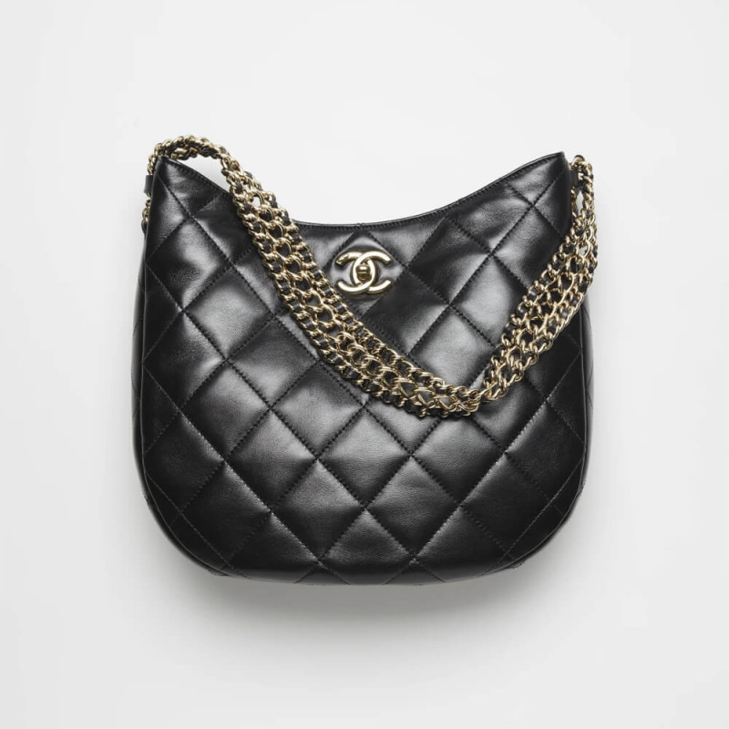 Replica Chanel Hobo Bag In Lambskin As3153 Black