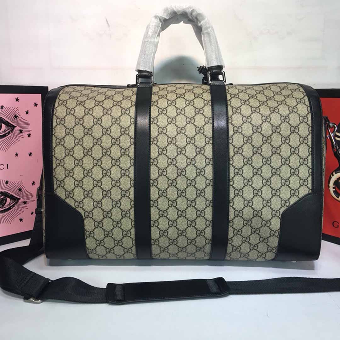 Replica Gucci Double G Black Carry-On Duffle 474131 Black/Grey
