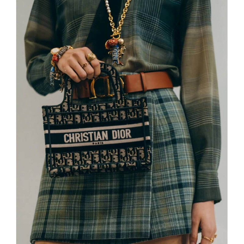 Replica Dior Oblique Embroidered Velvet Mini Book Tote S5475Z