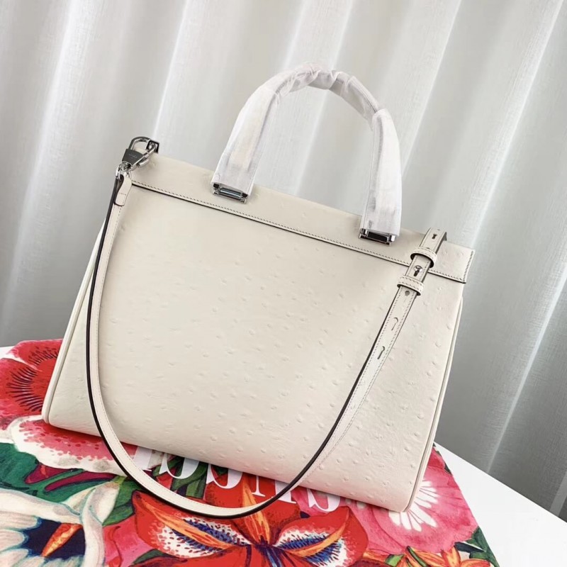Replica Gucci Zumi Ostrich Leather Medium Top Handle Bag 564714 White