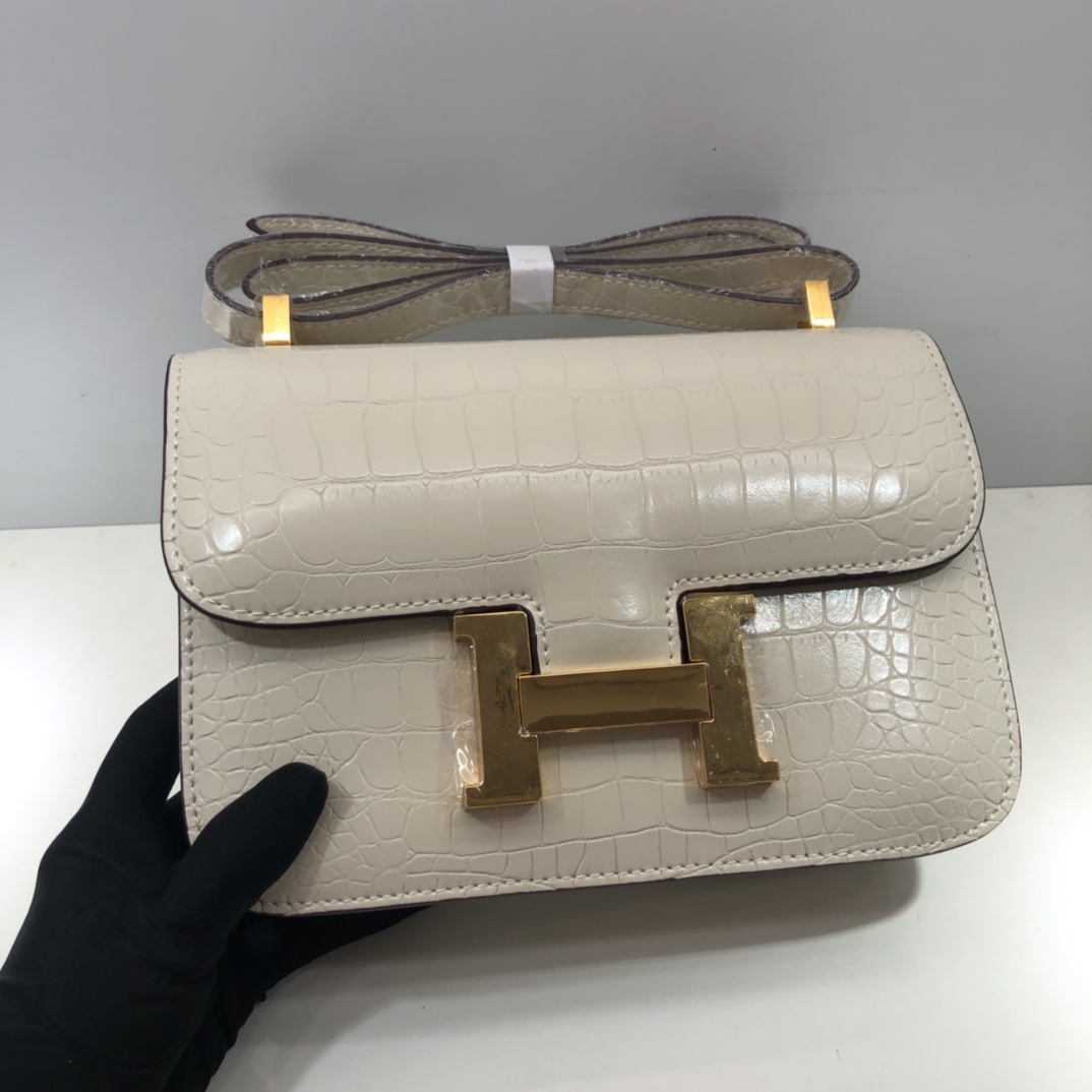 Replica Hermes Constance Crocodile Leather Pattern Cross Body Bag