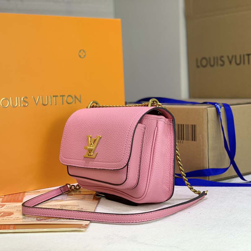 Replica Louis Vuitton Lockme Chain Pm Black/White/Pink