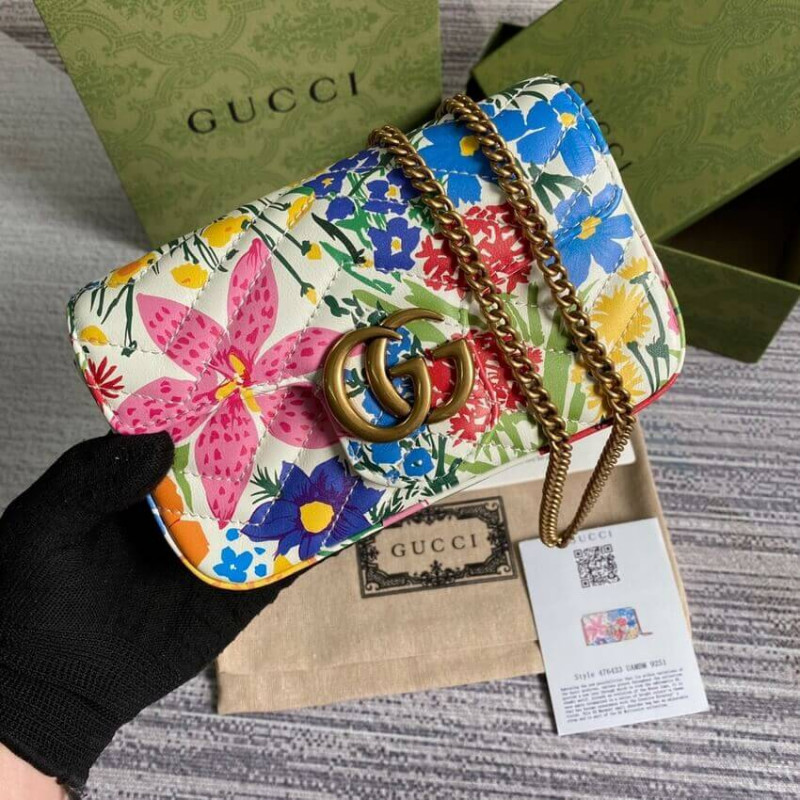 Replica Gucci Ken Scott Print Gg Marmont Super Mini Bag 476433