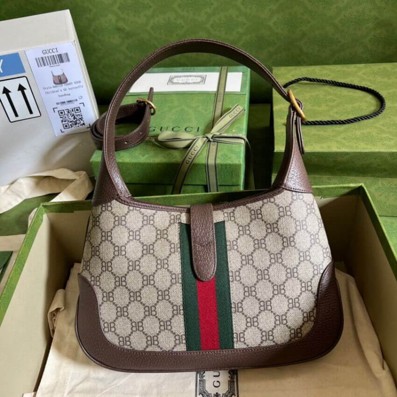 Replica Gucci X Balenciaga Jackie 1961 Small Hobo Bag 680118 Coffee