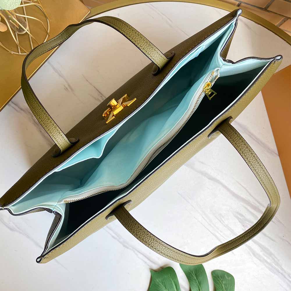 Replica Louis Vuitton Lockme Shopper M57346 Beige/Black/Green