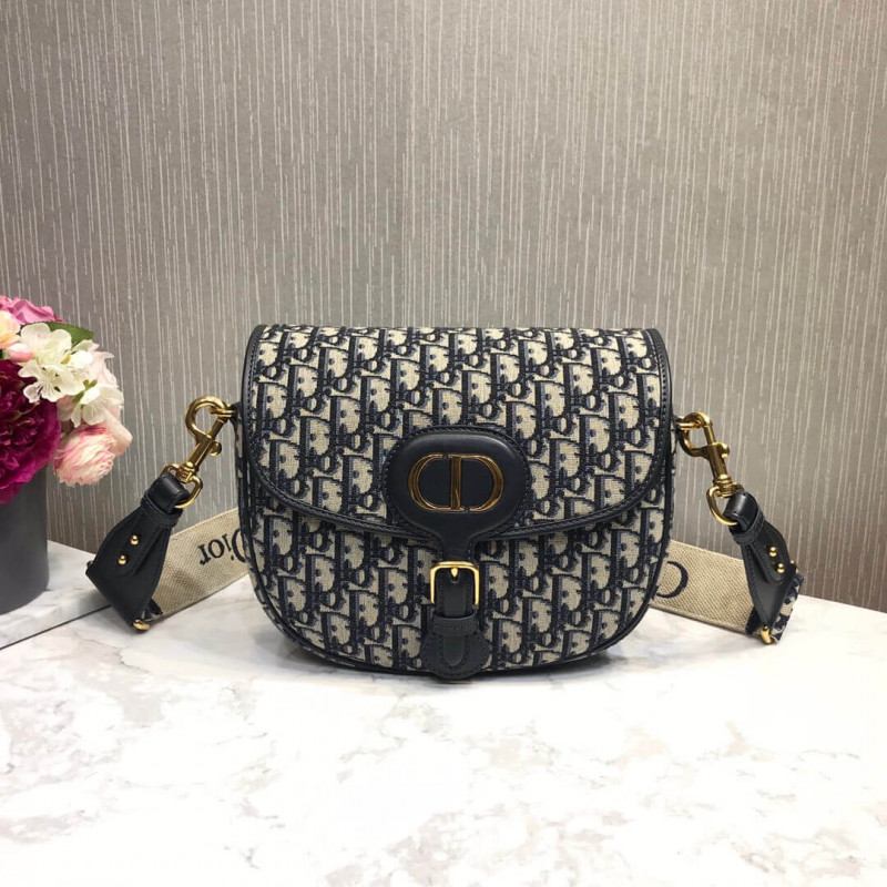 Replica Christian Dior Large Dior Bobby Bag In Blue Dior Oblique Jacquard M9320