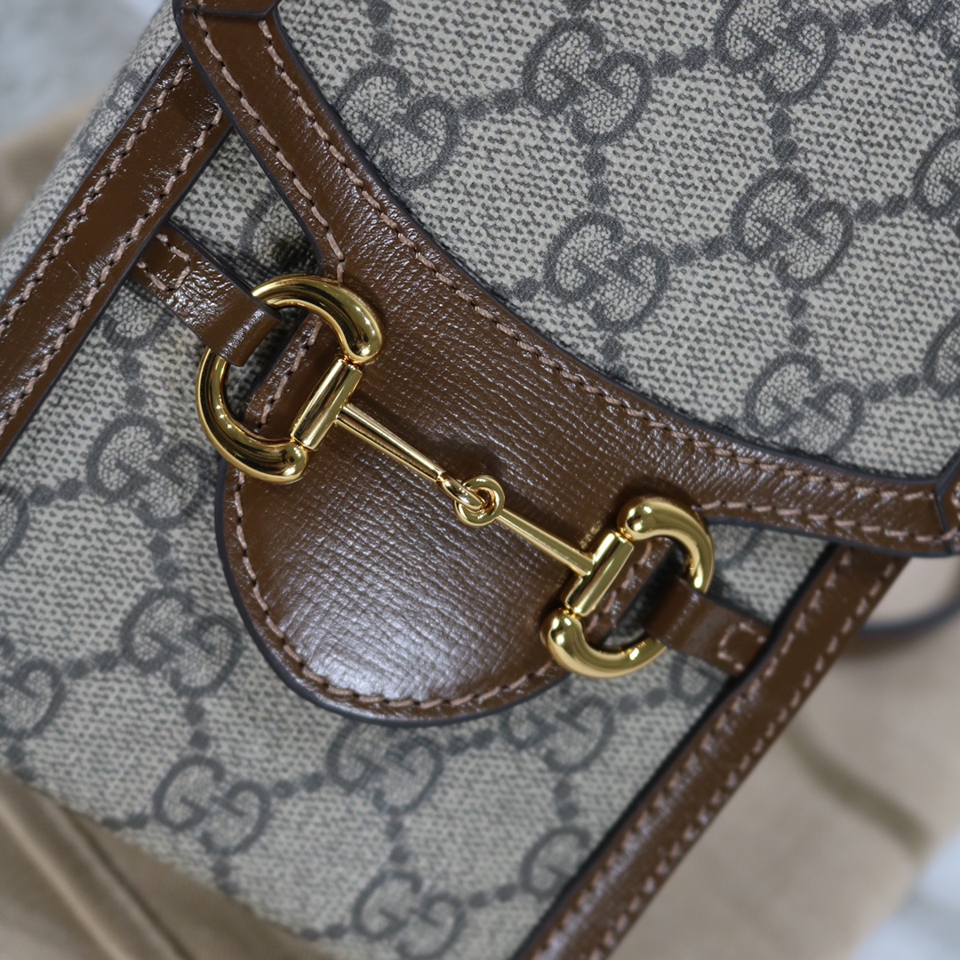 Replica Gucci Horsebit 1955 Mini Bag Monogram Canvas