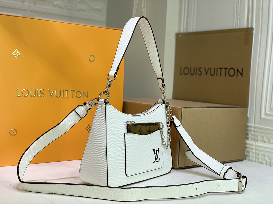 Replica Louis Vuitton Marelle Handbag Black/White/Brown