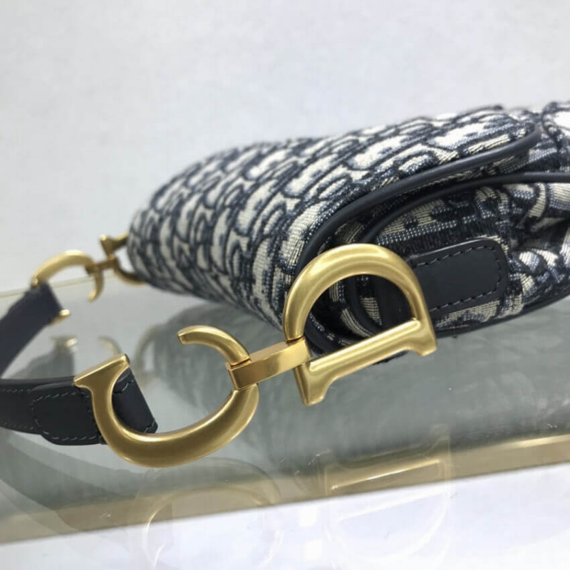 Replica Dior Mini Saddle Bag Blue Oblique Jacquard M0447