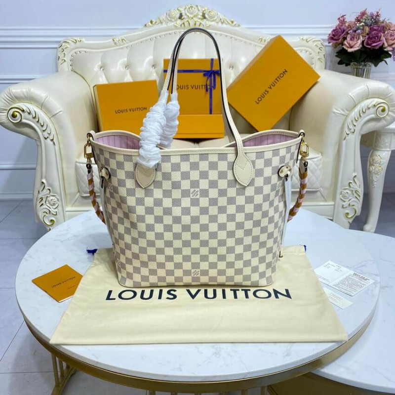 Replica Louis Vuitton Damier Azur Neverfull Mm N45295 Pink
