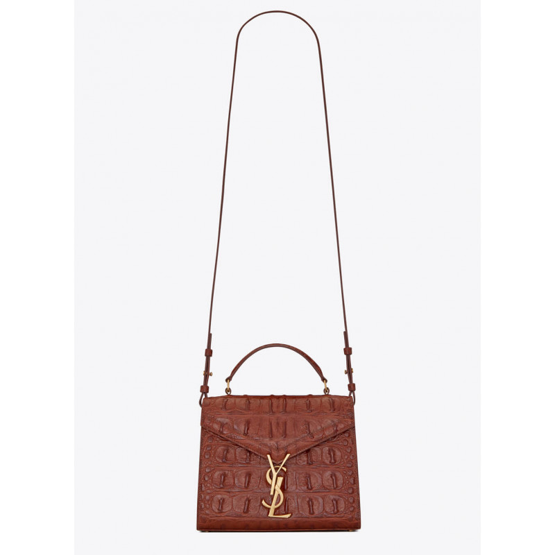 Replica Ysl Saint Laurent Cassandra Mini Top Handle Bag In Caiman Embossed Leather 602716 Brown