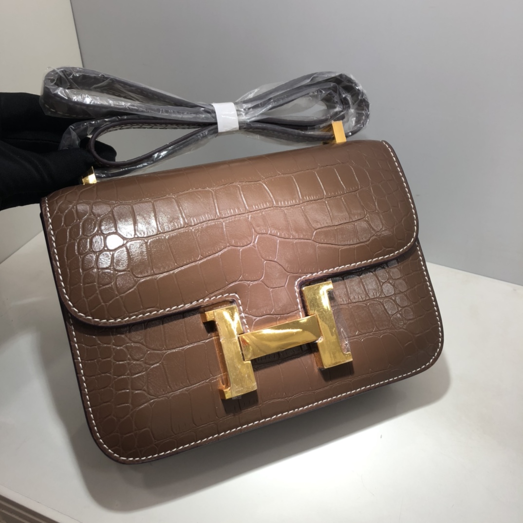 Replica Hermes Constance Crocodile Leather Pattern Cross Body Bag