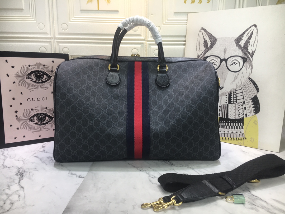 Replica Gucci Ophidia Medium Carry-On Duffle Beige/Black