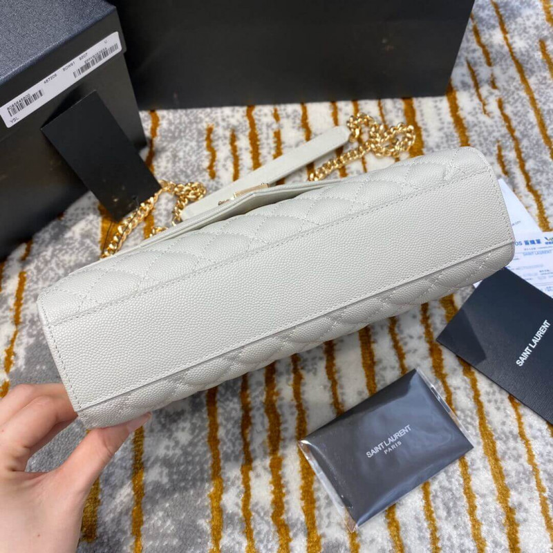 Replica Saint Laurent Grain Leather Envelope Medium Bag 487206 White