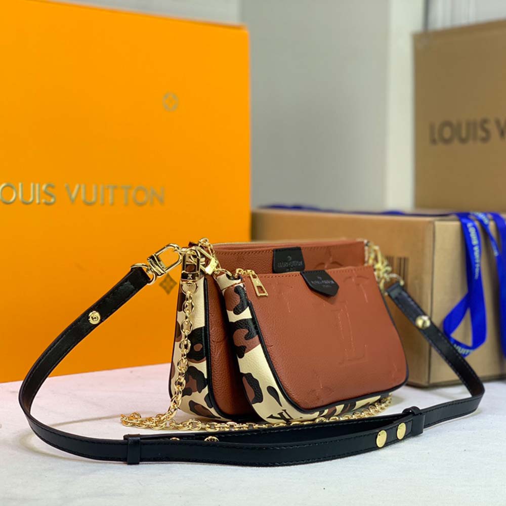 Replica Louis Vuitton Leopard Multi Pochette Accessoires M58520 Black/Brown