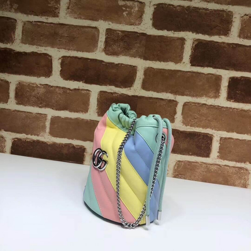 Replica Gucci Gg Marmont Mini Bucket Bag In Pastel And Rainbow 575163