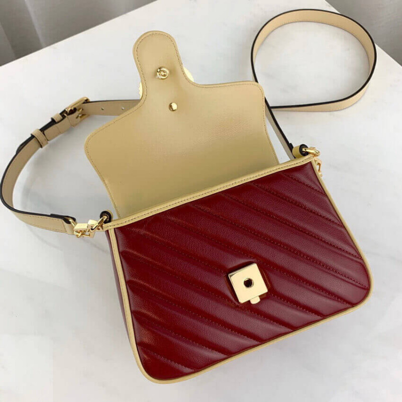 Replica Gucci Gg Marmont Mini Bag 583571 Blue And Red Leather