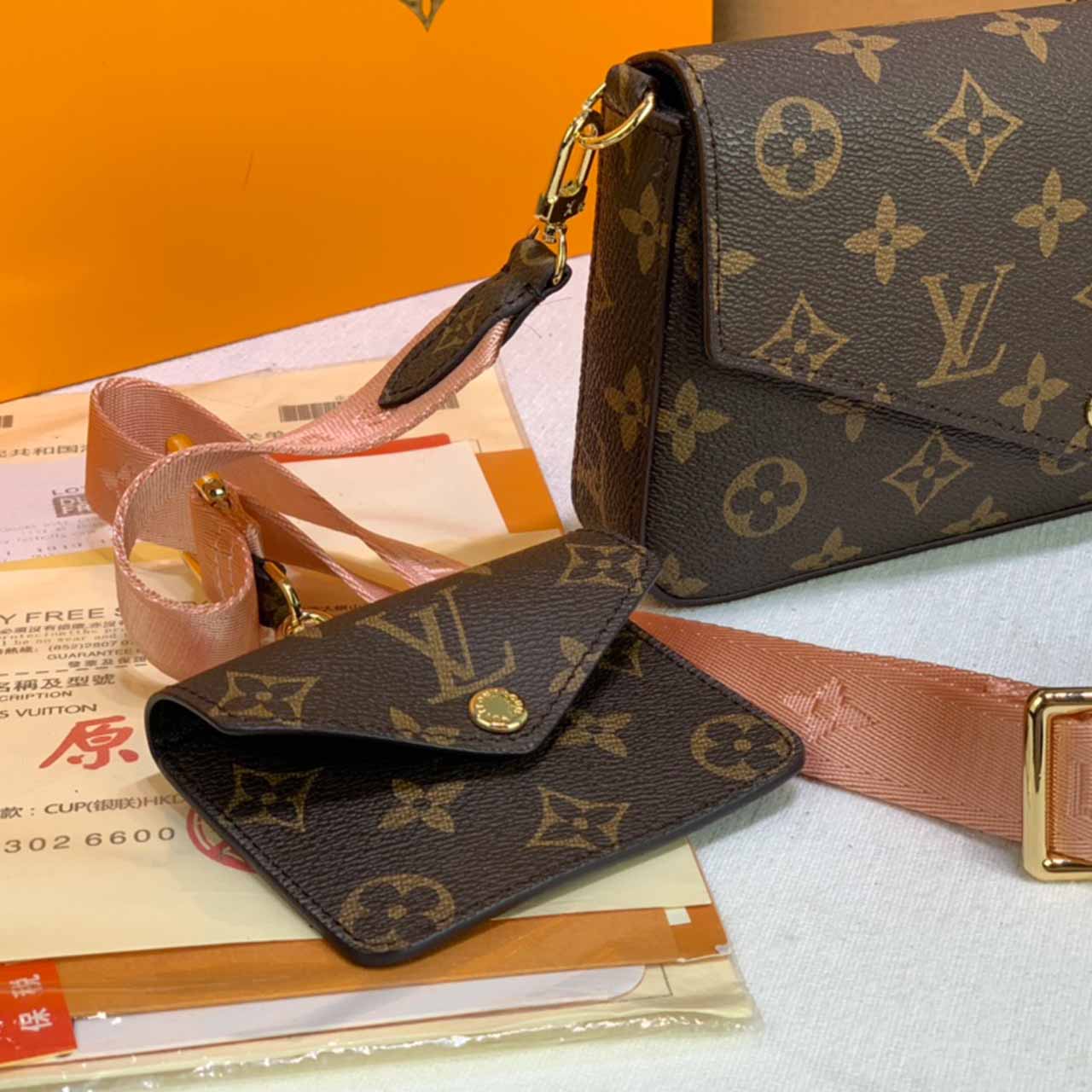 Replica Louis Vuitton Felicie Strap   Go M80091 Green/Pink