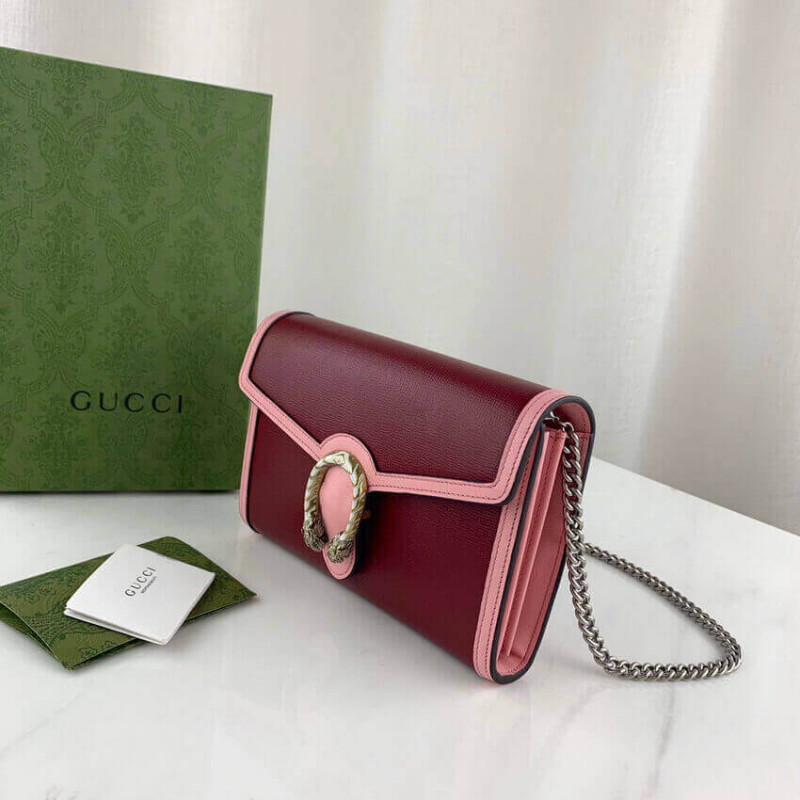 Replica Gucci Dionysus Mini Chain Bag In Red And Pink Leather 401231