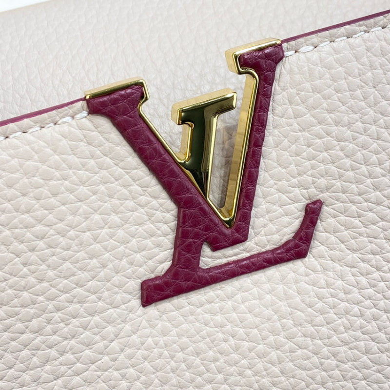 Replica Louis Vuitton Capucines Bb M59061 Eggshell/Lie De Vin Red