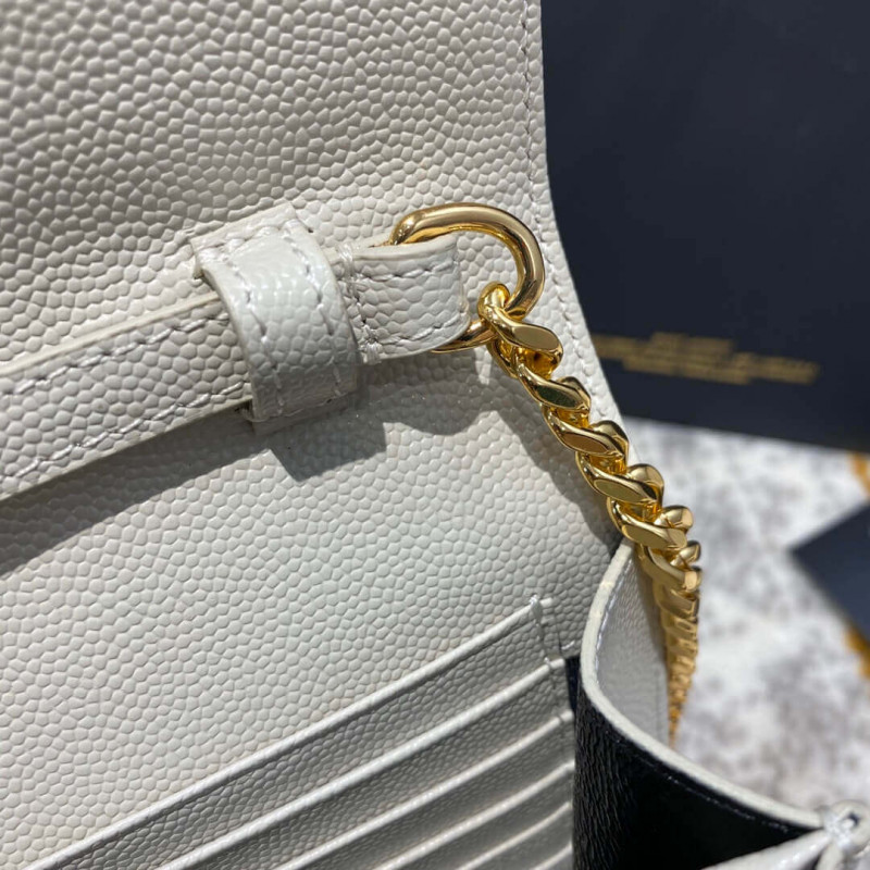 Replica Ysl Saint Laurent Monogram Chain Wallet In Mix Matelasse Grain Leather 620280