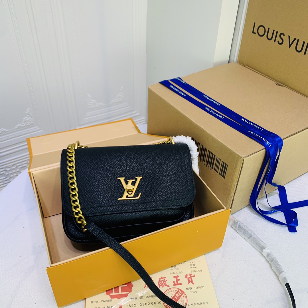 Replica Louis Vuitton Lockme Chain Pm Black/White/Pink